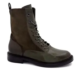 Botines con cordones de piel y ante Mjus T81233 en color caqui - %shop-name%
