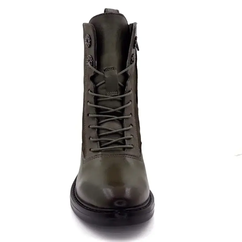 Botines con cordones Mjus T81233, piel y ante, color caqui. Ivoire Chaussures
