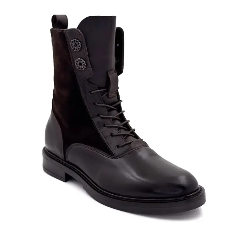 Botas de cano curto Mjus t81233 em couro marrom e camurça Ivoire Chaussures