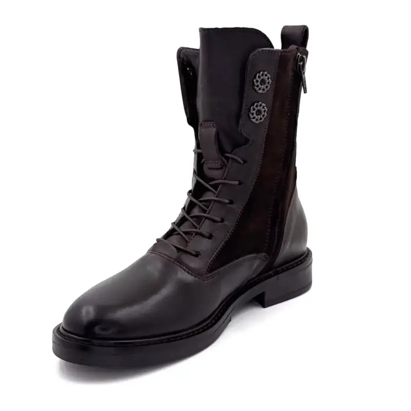 Botas de cano curto Mjus t81233 em couro marrom e camurça Ivoire Chaussures