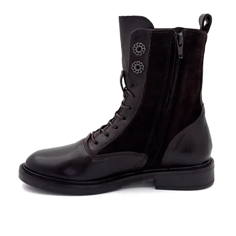 Botas de cano curto Mjus t81233 em couro marrom e camurça Ivoire Chaussures