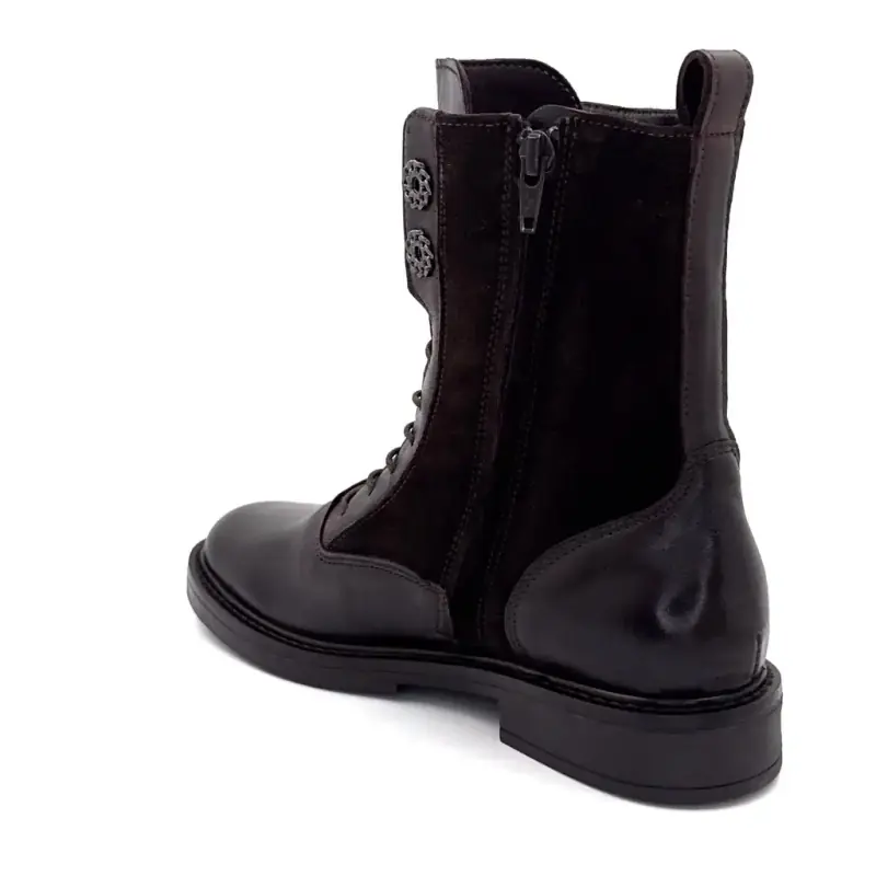 Botas de cano curto Mjus t81233 em couro marrom e camurça Ivoire Chaussures