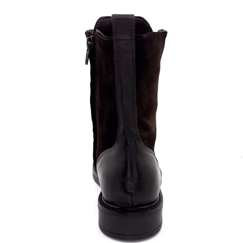 Botas de cano curto Mjus t81233 em couro marrom e camurça Ivoire Chaussures