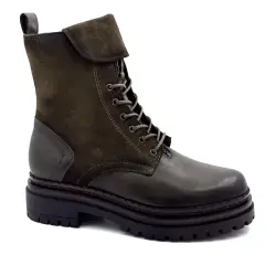 Mjus L97213 Khaki bőr és velúr bokacsizma