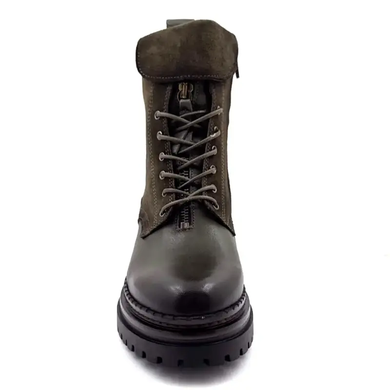 Mjus L97213 bokacsizma khaki bőrből és velúrból Ivoire Chaussures