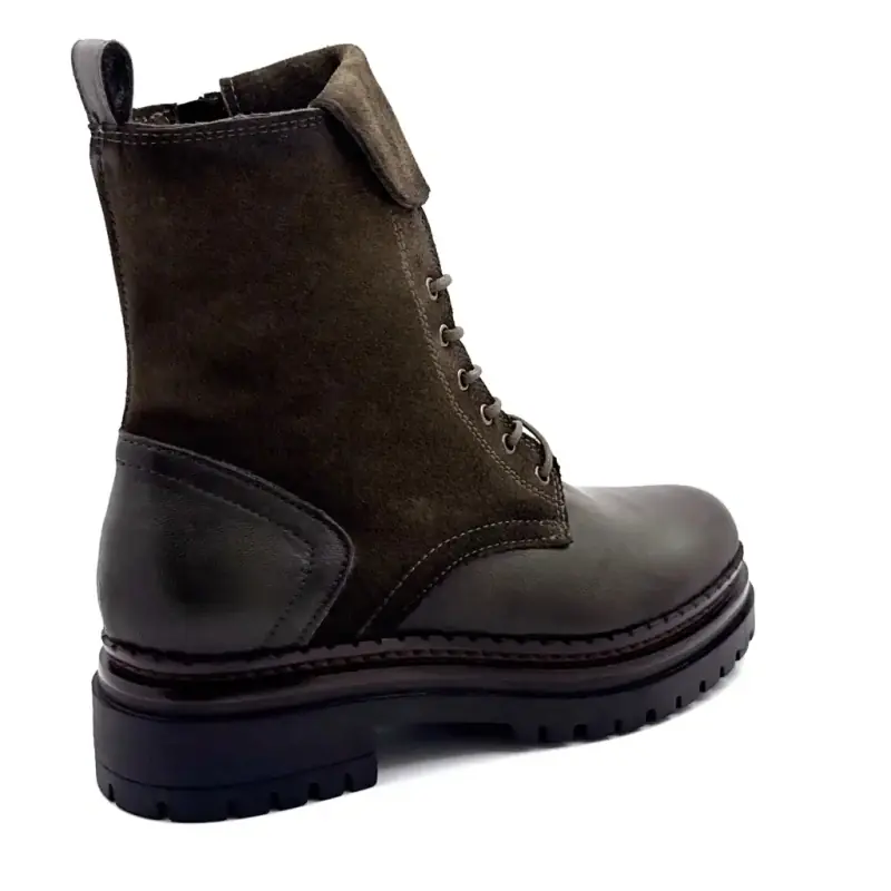 Mjus L97213 bokacsizma khaki bőrből és velúrból Ivoire Chaussures