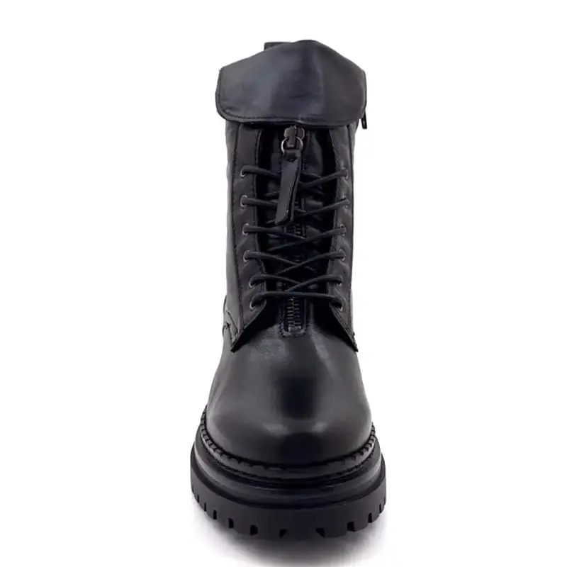 Mjus L97213 Schwarze Leder-Ankle-Boots Ivoire Chaussures
