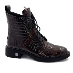 Ivoire Sarlaw 2603 Coco Iridescent Brown Lakierowane Botki Do Kostki