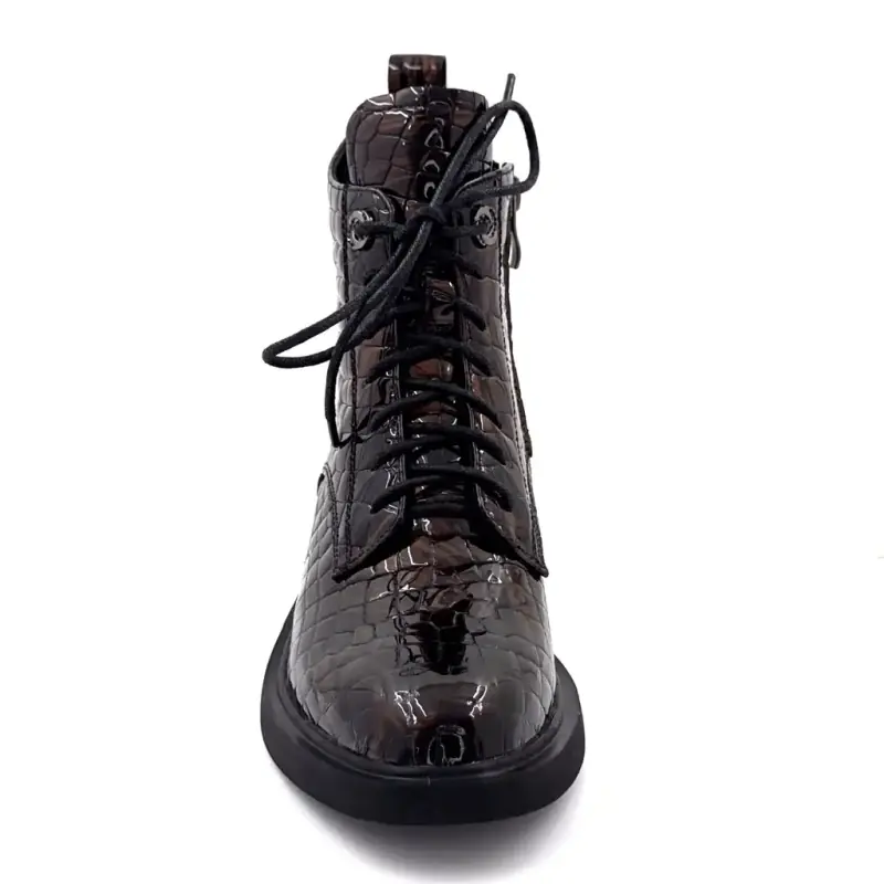 Ivoire Sarlaw 2603 Ankle Boots in Iridescent Brown Coco Patent Leather Ivoire Chaussures