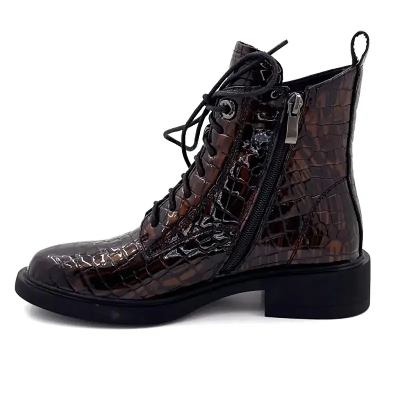 Ivoire Sarlaw 2603 Ankle Boots in Iridescent Brown Coco Patent Leather Ivoire Chaussures