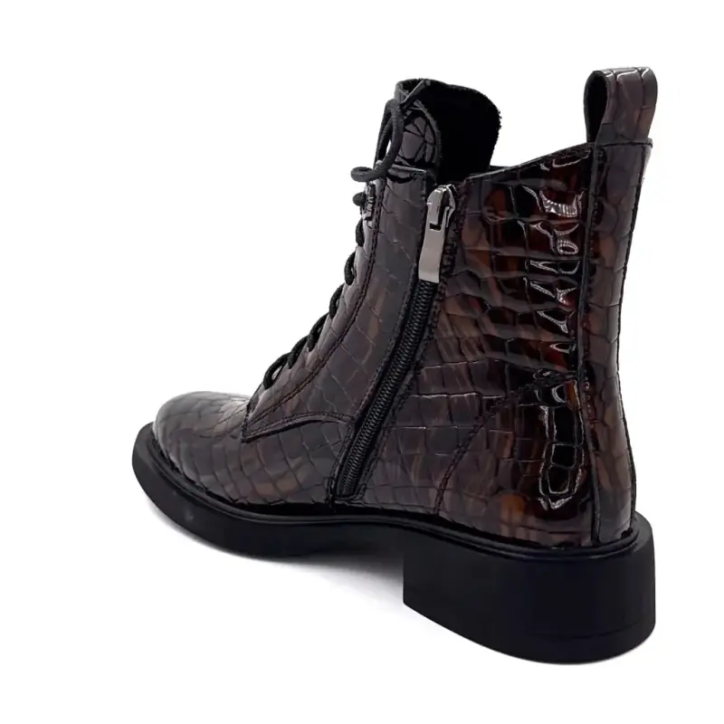 Botines Sarlaw 2603 Ivoire en piel charol marrón iridiscente Coco. Ivoire Chaussures