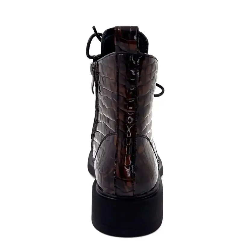 Ivoire Sarlaw 2603 Ankle Boots in Iridescent Brown Coco Patent Leather Ivoire Chaussures