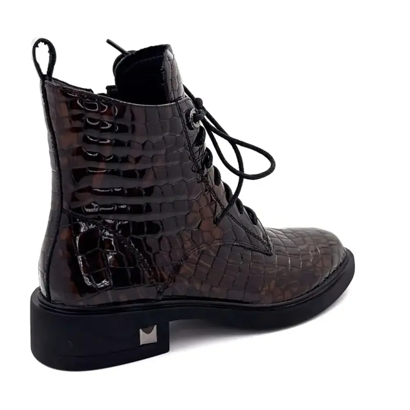 Ivoire Sarlaw 2603 Ankle Boots in Iridescent Brown Coco Patent Leather Ivoire Chaussures