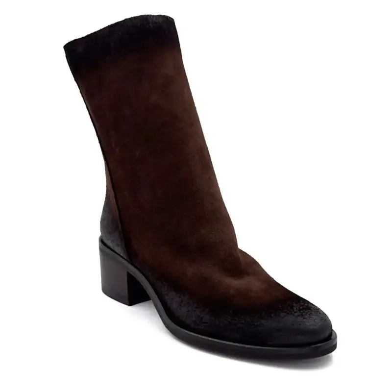 Metisse TC2177 Brune Semskede Ankelstøvletter med Hæl Ivoire Chaussures