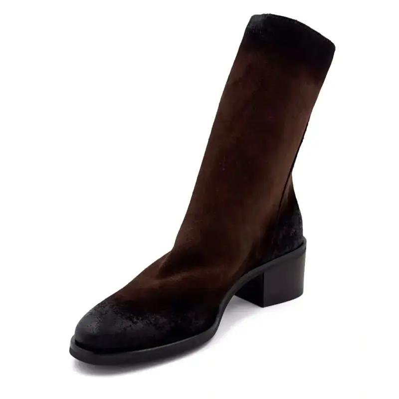 Metisse TC2177 Braune Wildleder-Ankle-Boots mit Absatz Ivoire Chaussures