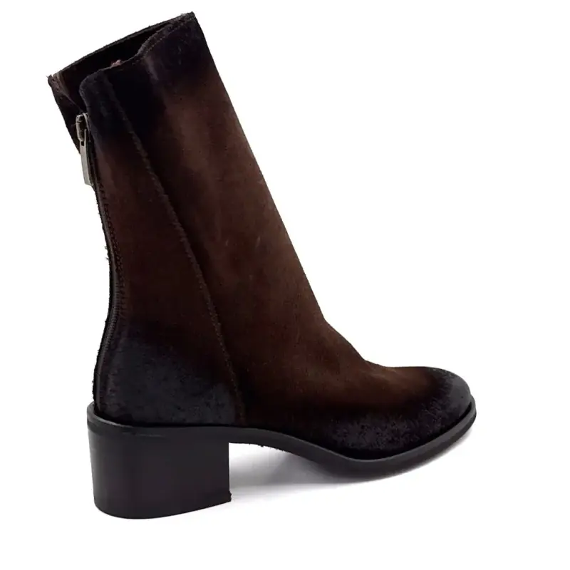 Ghete cu toc Metisse TC2177 din piele întoarsă maro Ivoire Chaussures