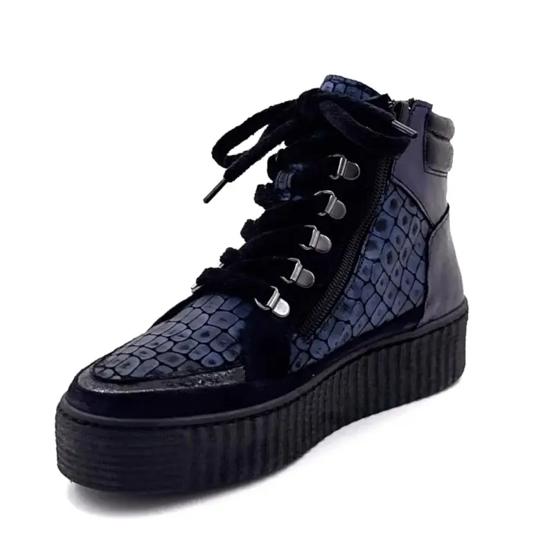 Baskets Montante Ivoire Swale Cuir Bleu Ivoire Chaussures