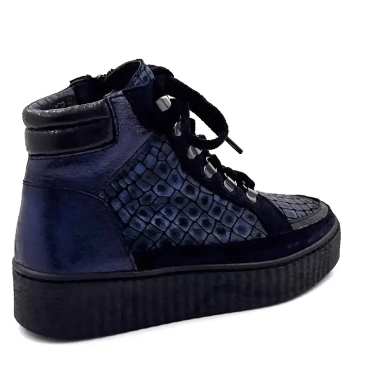 Baskets Montante Ivoire Swale Cuir Bleu Ivoire Chaussures