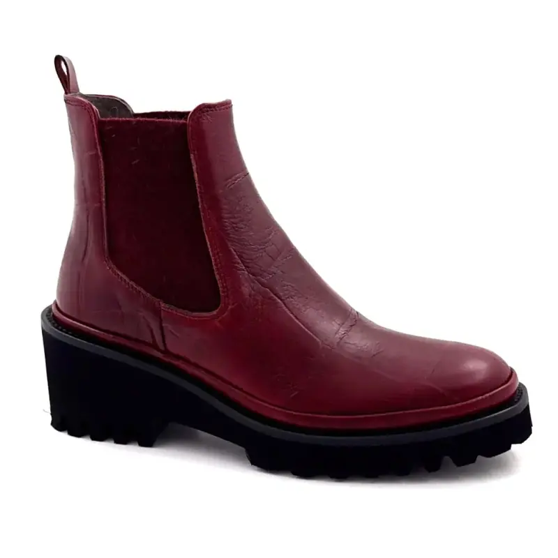 Bottines XSA 9176 F520 Cuir Coco Bordeaux Ivoire Chaussures