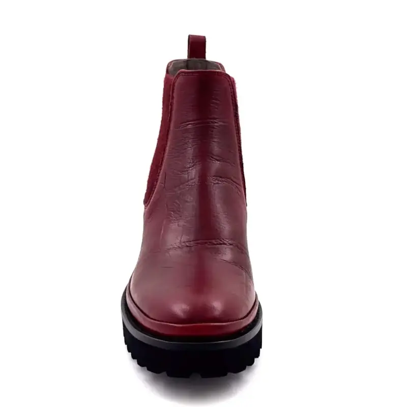 XSA 9176 F520 Botki ze skóry kokosowej, bordowe Ivoire Chaussures