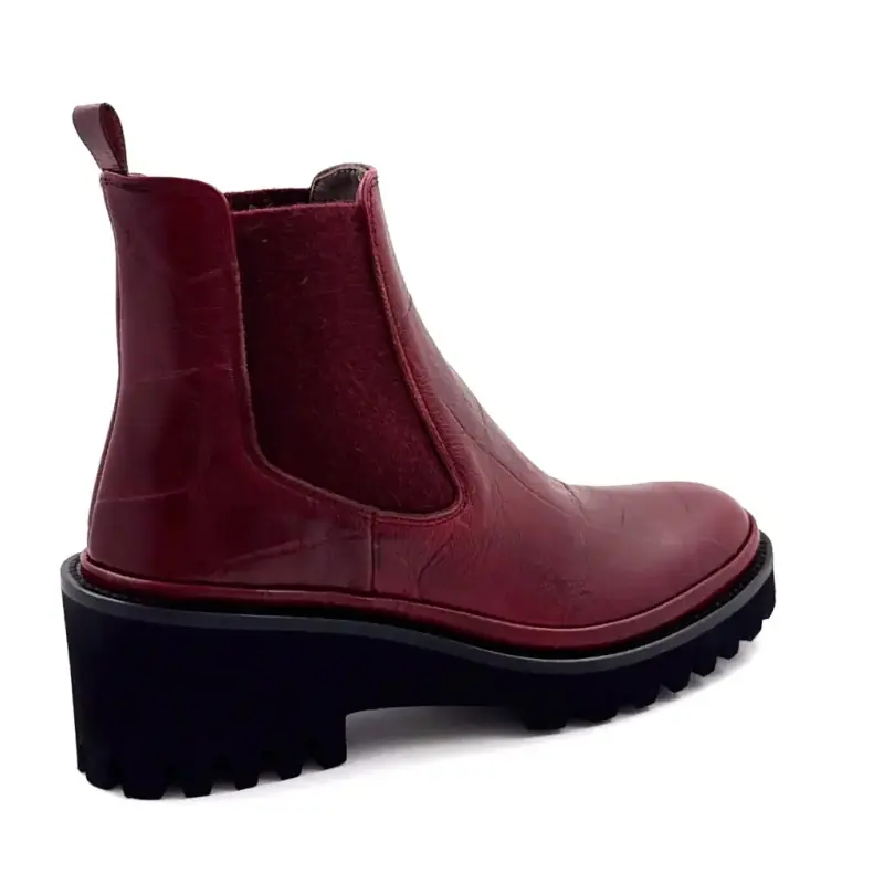 Bottines XSA 9176 F520 Cuir Coco Bordeaux Ivoire Chaussures
