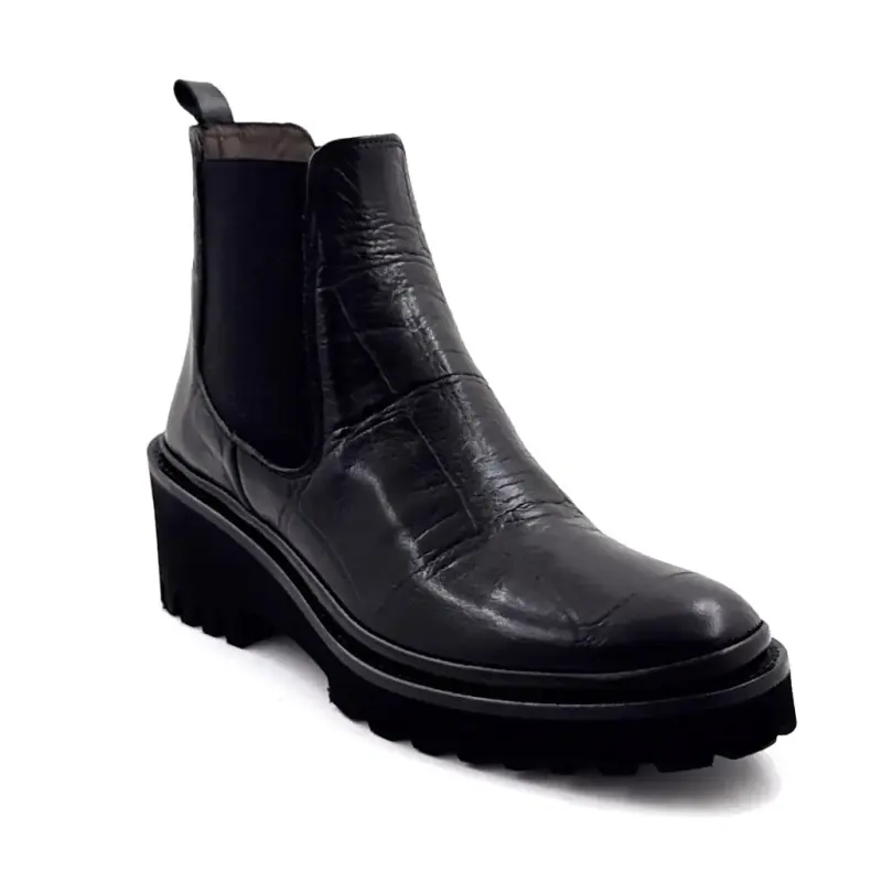 XSA 9176 F520 Black Coconut Leather Ankle Boots Ivoire Chaussures