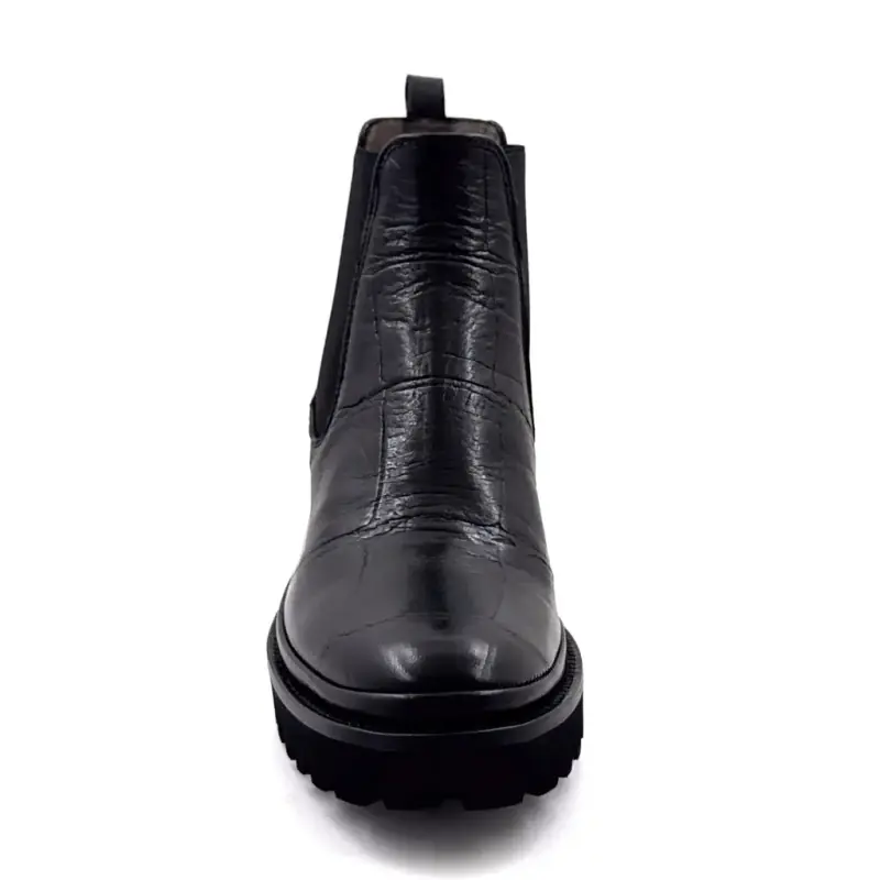Botines XSA 9176 F520 de piel de coco negra Ivoire Chaussures