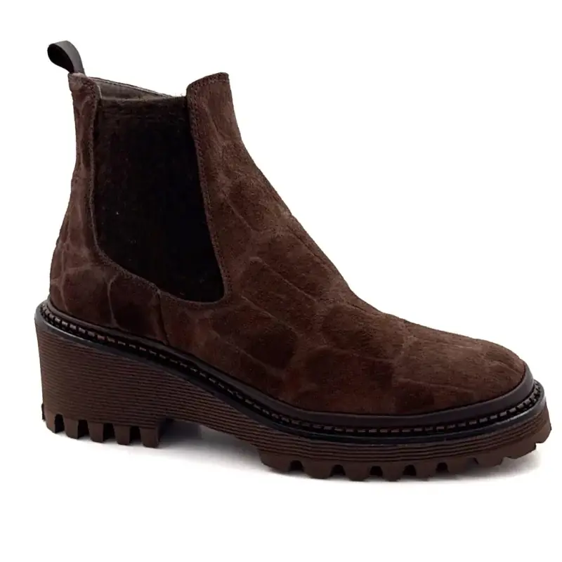 XSA 9829 velúr bokacsizma kókuszbarna Ivoire Chaussures
