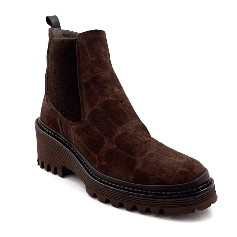 Bottines XSA 9829 Daim Coco Marron Ivoire Chaussures