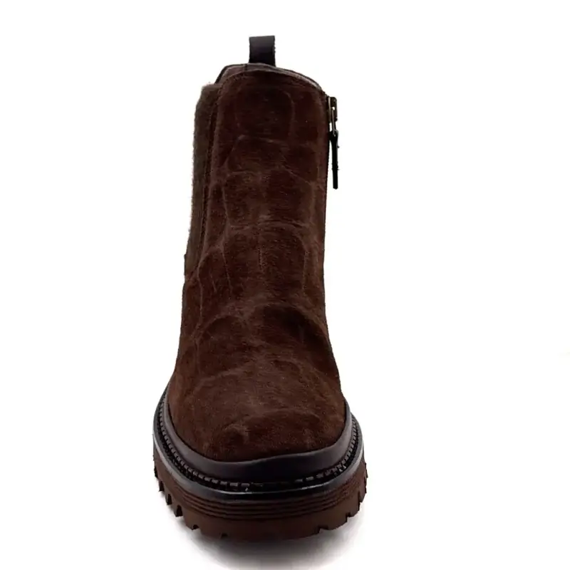 Μποτάκια XSA 9829 Σουέτ σε χρώμα Coco Brown Ivoire Chaussures