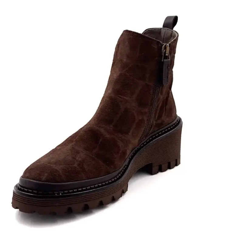 Bottines XSA 9829 Daim Coco Marron Ivoire Chaussures