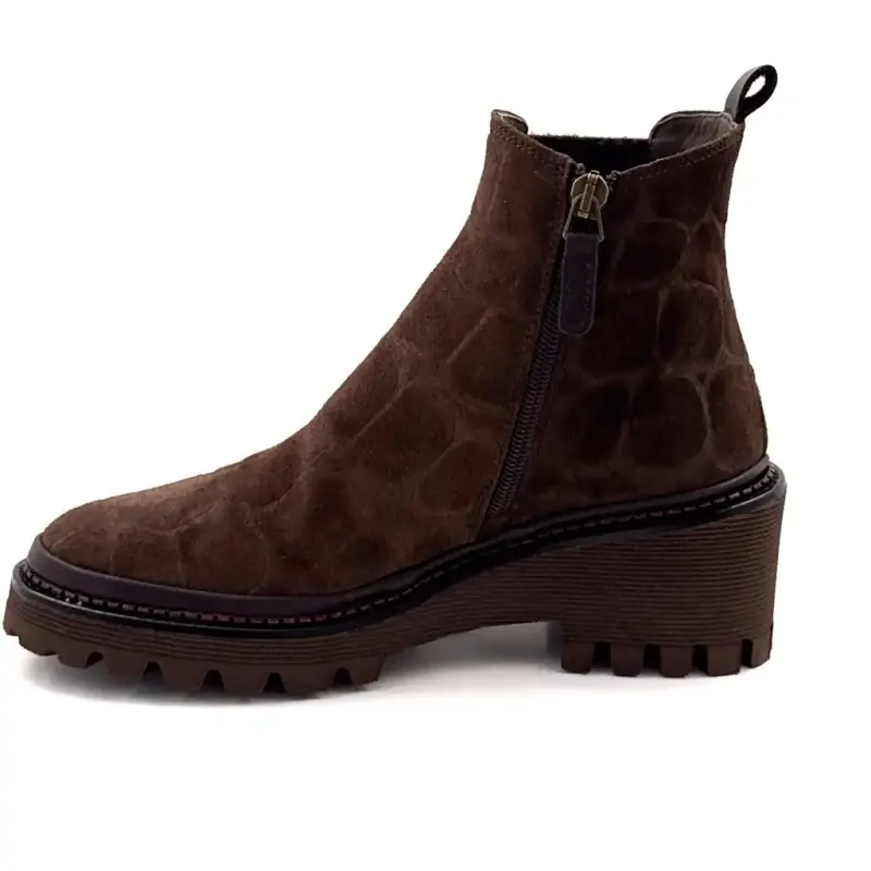 Bottines XSA 9829 Daim Coco Marron Ivoire Chaussures