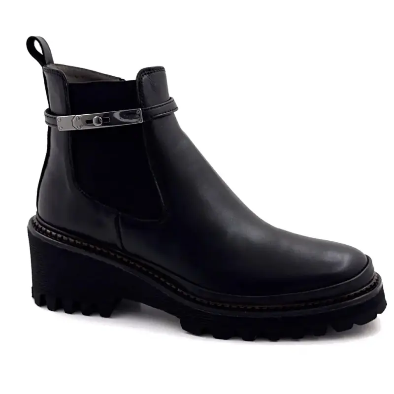 Bottines XSA 0529 Cuir Noir Ivoire Chaussures