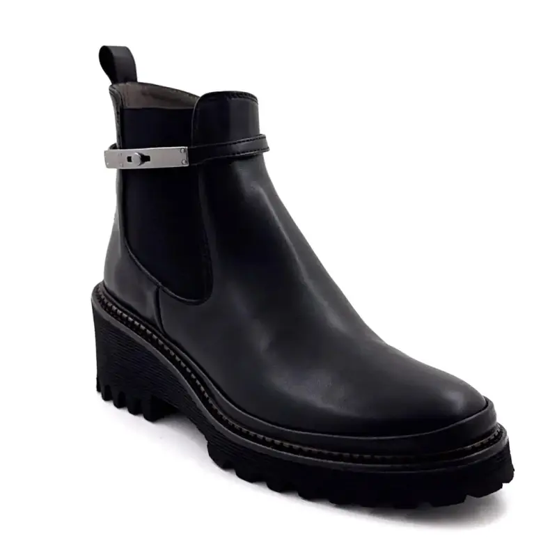 XSA 0529 Sorte Læder Ankelstøvler Ivoire Chaussures