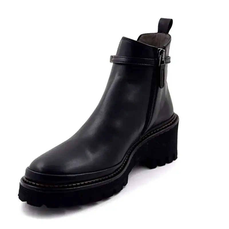 XSA 0529 zwarte leren enkellaarsjes Ivoire Chaussures