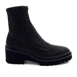 XSA 0510 Black Stretch Leather Ankle Boots %price%