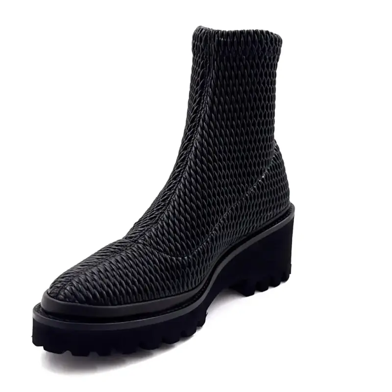 XSA 0510 Sorte ankelstøvler i stretchlæder Ivoire Chaussures