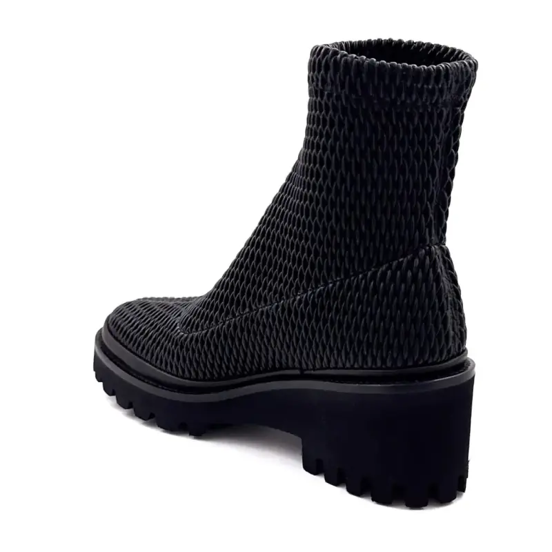 Botas de cano curto XSA 0510 em couro elástico preto Ivoire Chaussures