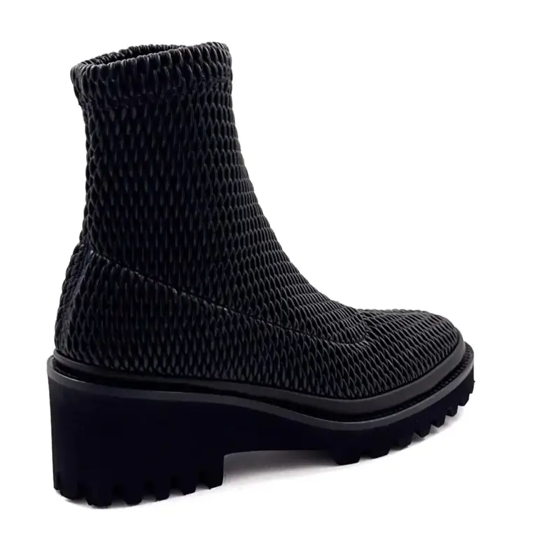 XSA 0510 Sorte ankelstøvler i stretchlæder Ivoire Chaussures