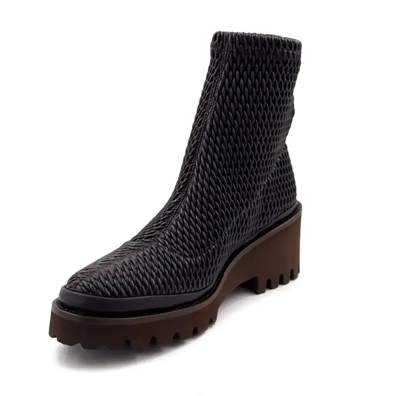 Botas de cano curto XSA 0510 em couro elástico marrom Ivoire Chaussures