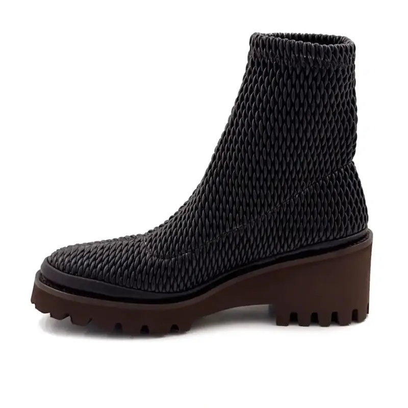 Botas de cano curto XSA 0510 em couro elástico marrom Ivoire Chaussures