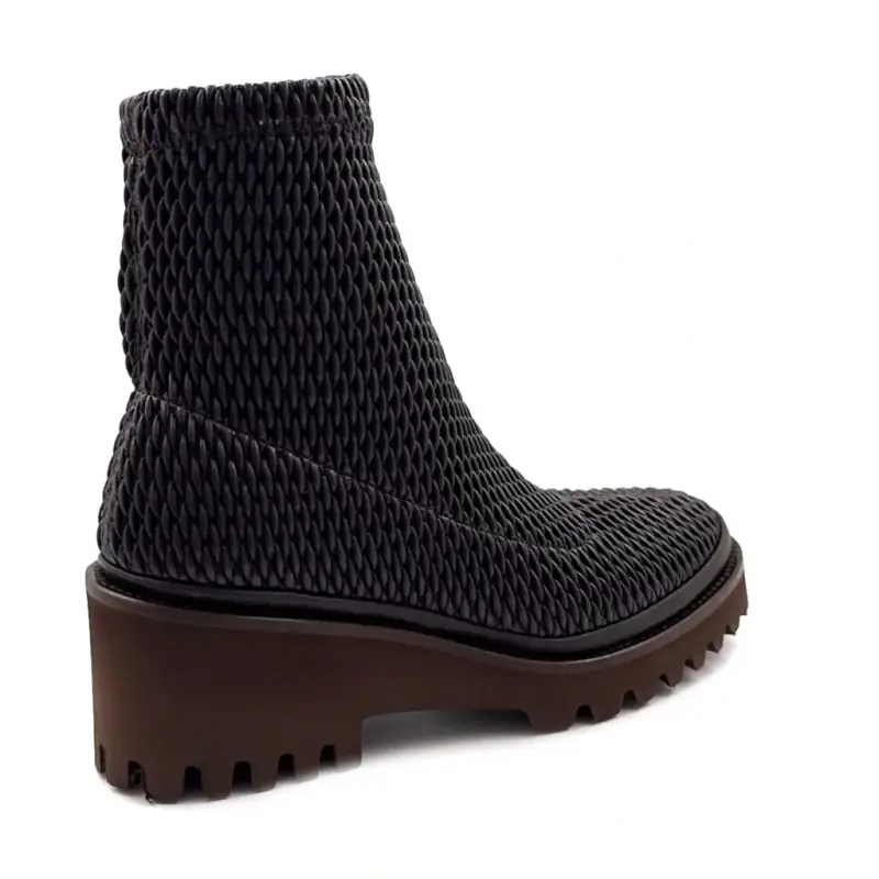 Botas de cano curto XSA 0510 em couro elástico marrom Ivoire Chaussures