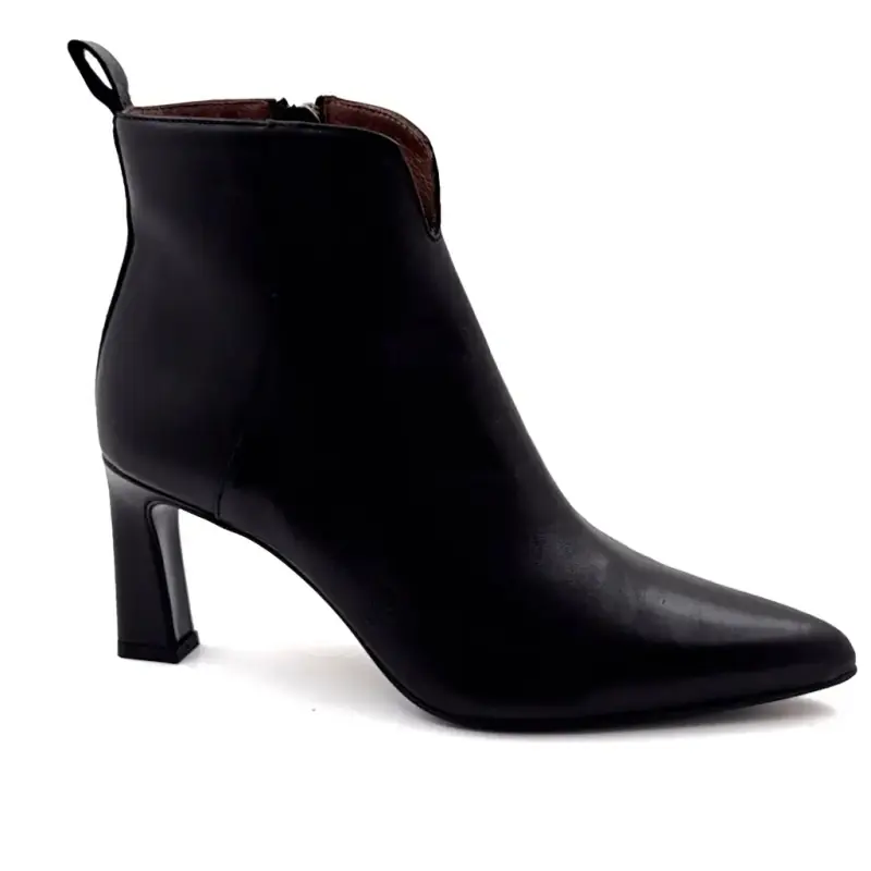 Muratti S 1701 B Czarne skórzane botki na obcasie Ivoire Chaussures