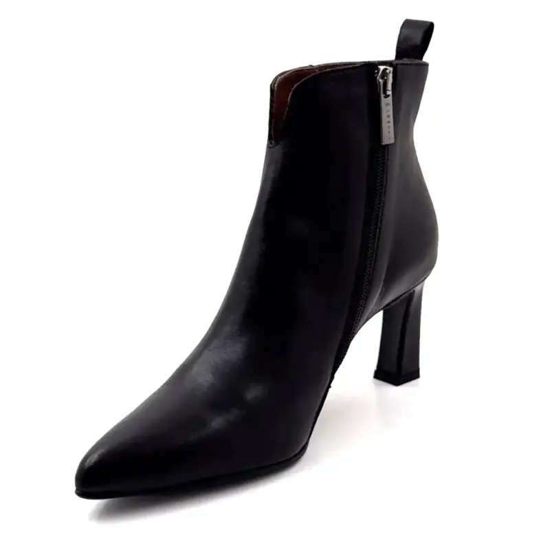 Muratti S 1701 B Czarne skórzane botki na obcasie Ivoire Chaussures