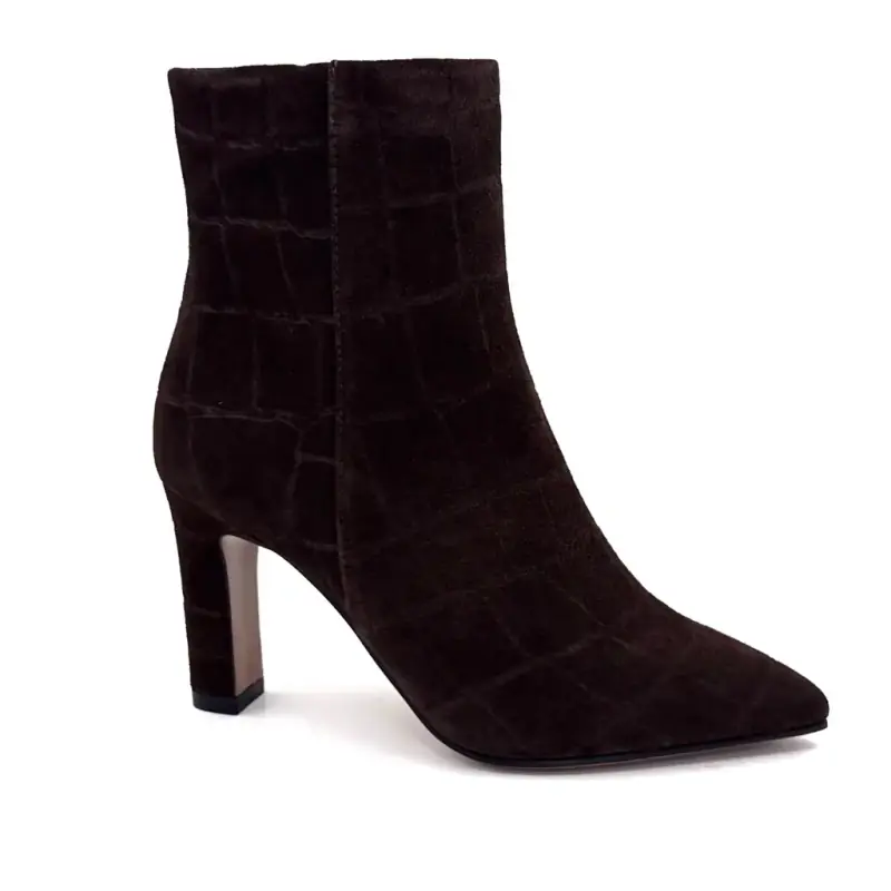 Botki na obcasie Look to the Sky Faby01 Coco Suede Brown Ivoire Chaussures
