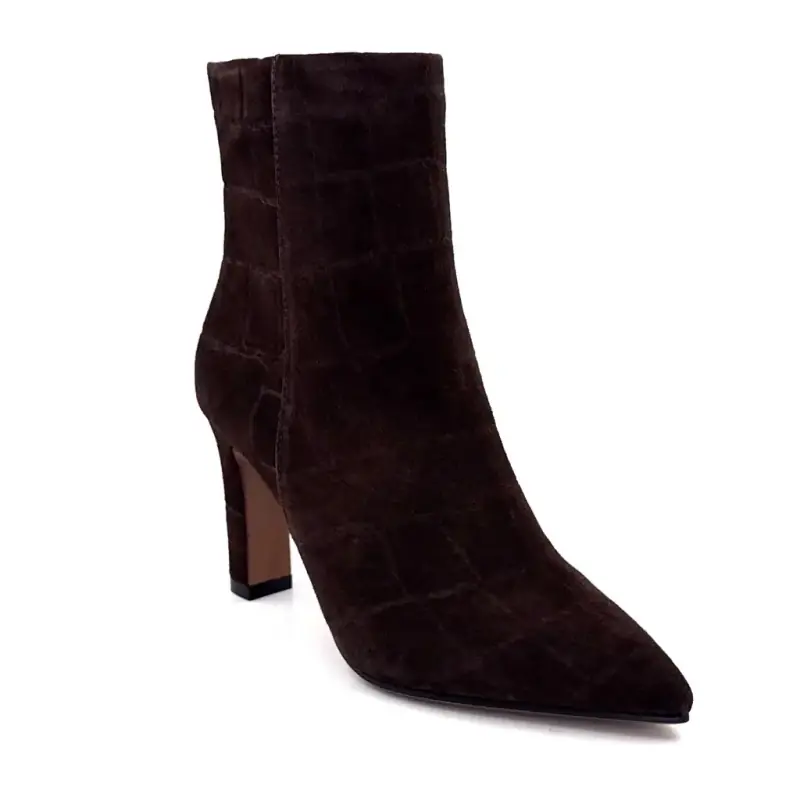 Bottines à Talons Regarde le Ciel Faby01 Daim Coco Marron Ivoire Chaussures