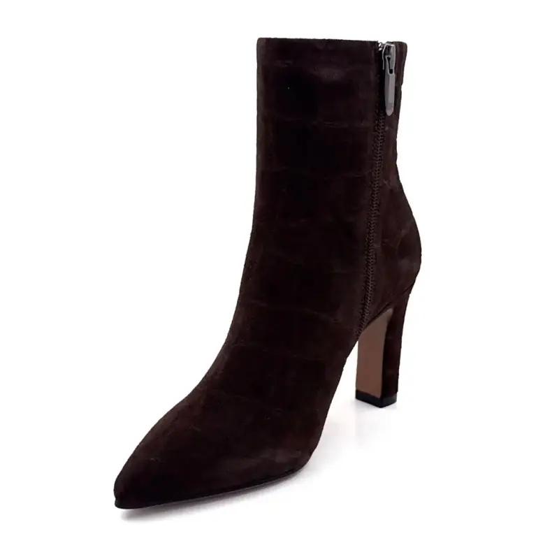 Bottines à Talons Regarde le Ciel Faby01 Daim Coco Marron Ivoire Chaussures