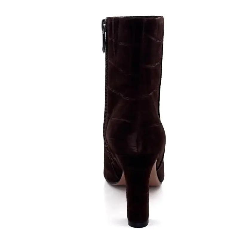 Bottines à Talons Regarde le Ciel Faby01 Daim Coco Marron Ivoire Chaussures