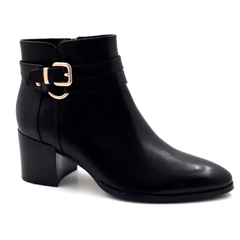 Bottine à Talons Regarde le Ciel Taylor45 Cuir Noir Ivoire Chaussures