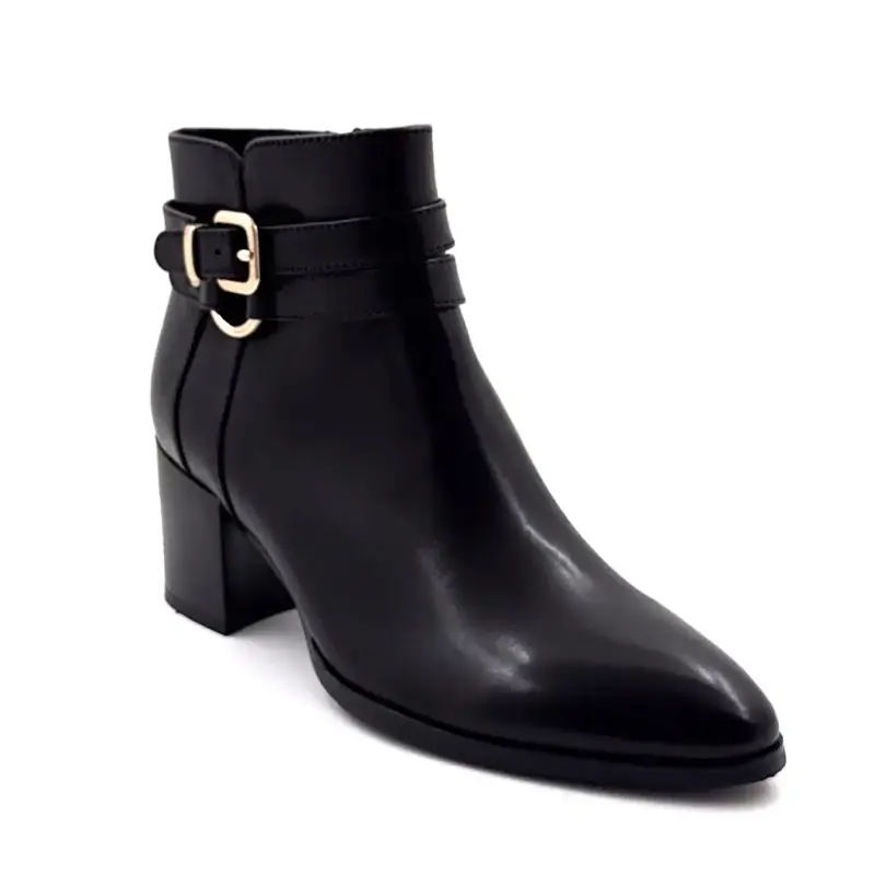 Bottine à Talons Regarde le Ciel Taylor45 Cuir Noir Ivoire Chaussures